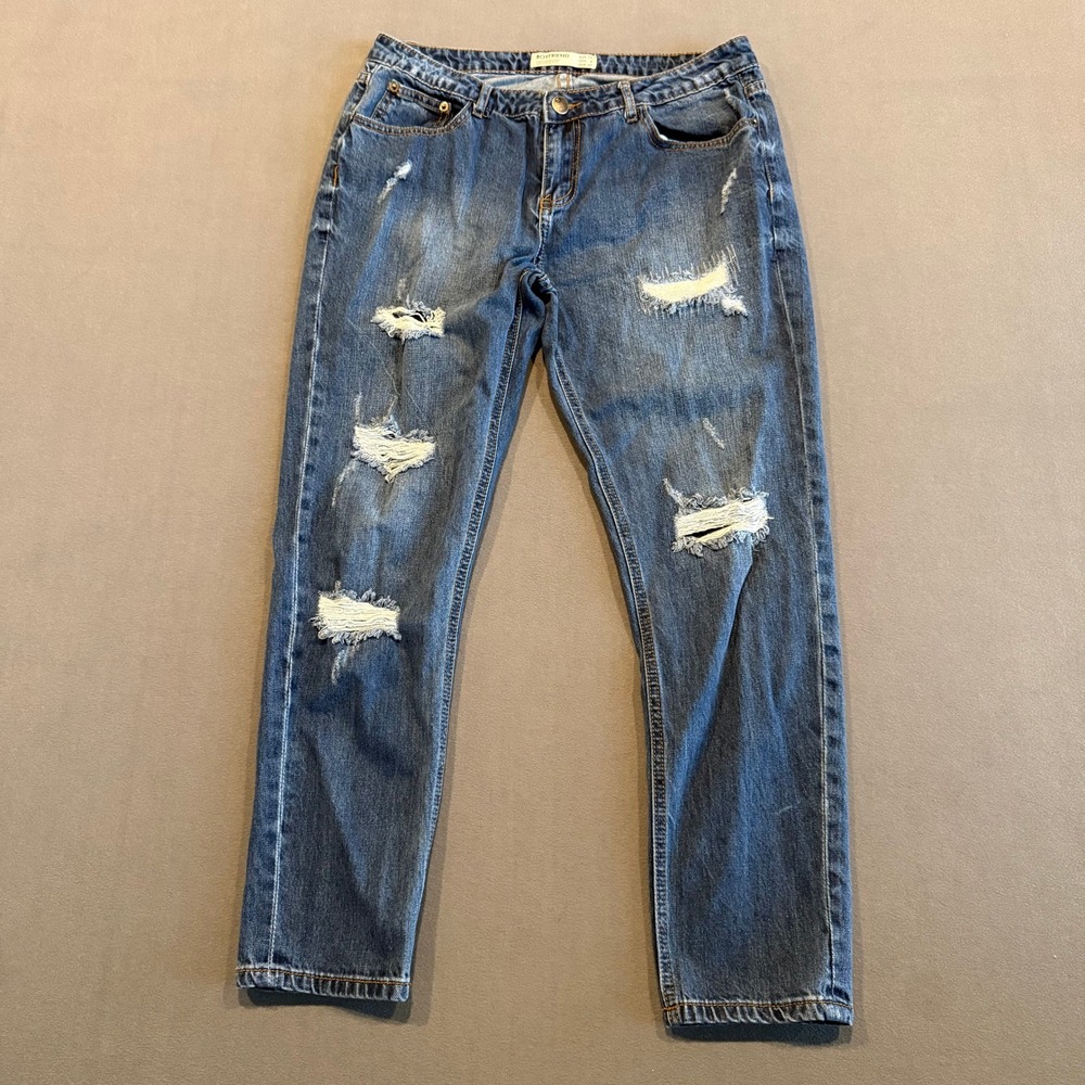 Cotton On Boyfriend Distressed Jeans Women's 8 Medium Wash Ripped Denim